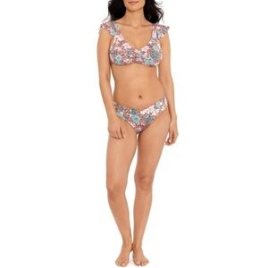 Time and Tru Peach and Teal Floral Bikini Bottoms